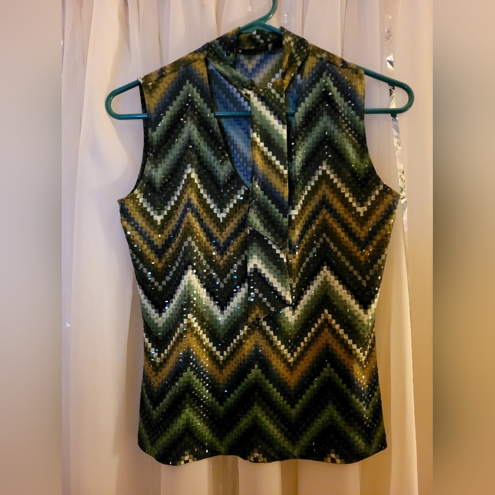 Cute sleeveless multicolor sparkly sleeveless blouse